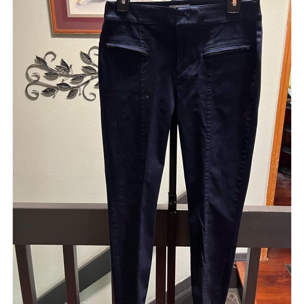 LOFT Dark Blue Curvy Skinny Ankle Pants With Zipper Pockets #DP324